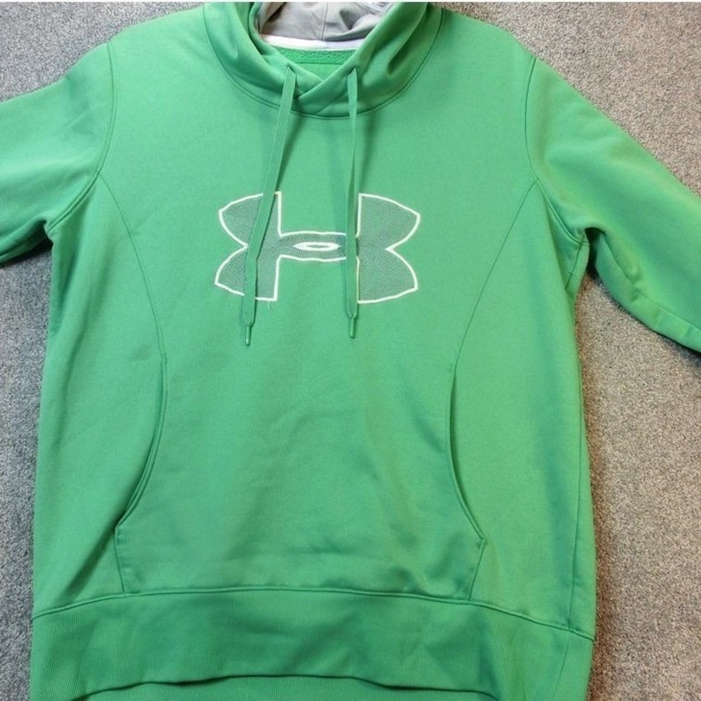 Under Armour Cold Gear Semi-Fitted Green Pullover Hoodie Athletic Sweatshirt LG